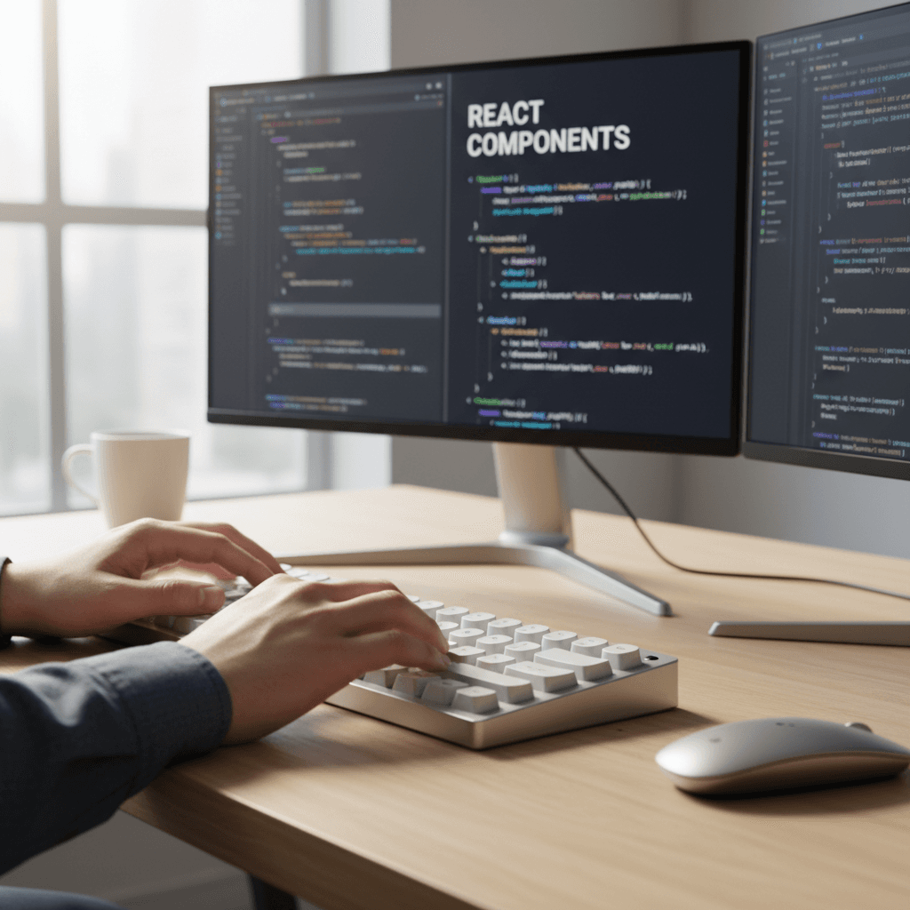 Developer working at a desk in a sunlit office
